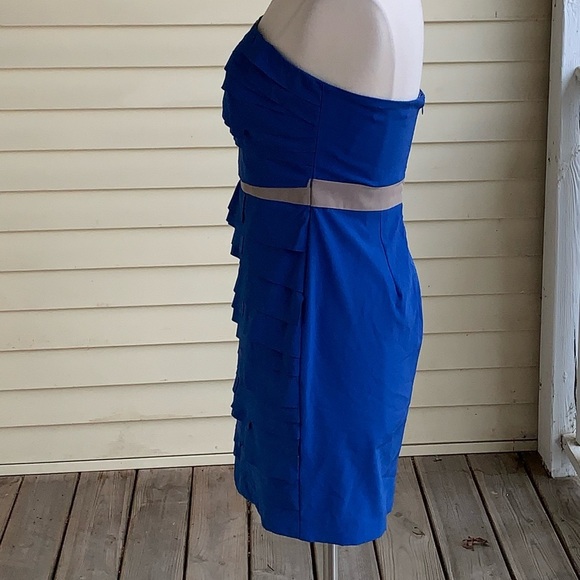 Gianni Bini Mini Dress M Cobalt Blue Illusion Cut-out Strapless Sexy Bodycon - Picture 4 of 8